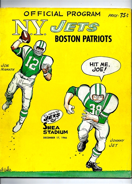 1966 NY Jets (AFL) vs. Boston Patriots Official Program at Shea Stadium