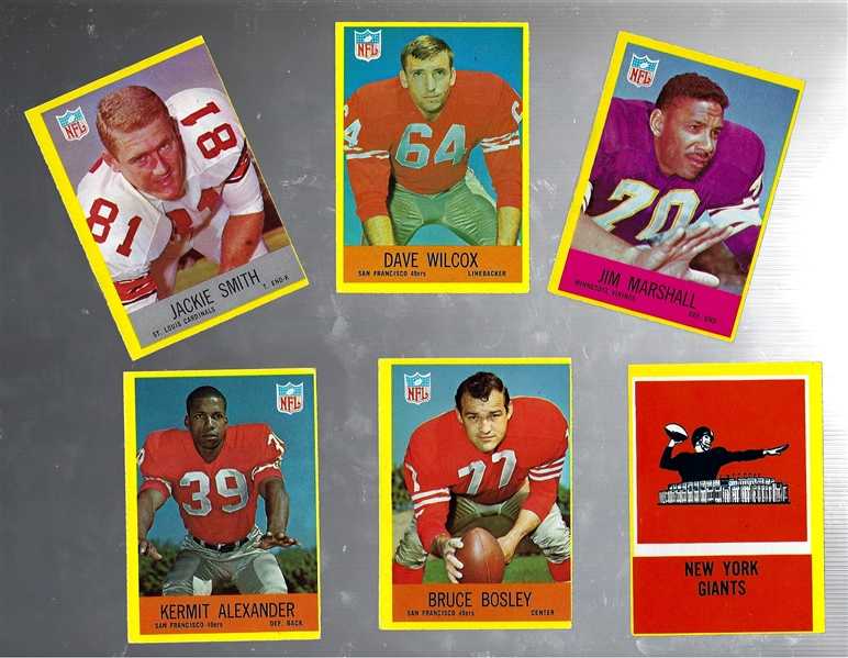 1967 Philadelphia Football Lot of (6) Cards with Jim Marshall
