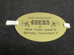 1990 SF 49'ers vs. NY Giants (NFL) On Field Arm Band Media Pass - 
