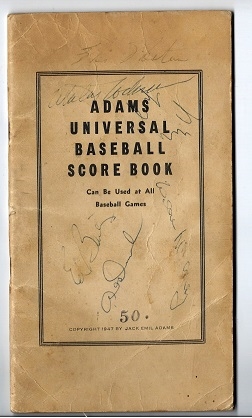 1963 - 65 Adams Universal Baseball Scorebook with Several Front Cover Autographs