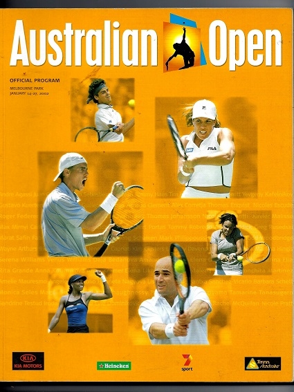 2002 Australian Open Tennis Tournament Official Program with (2) Ticket Stubs