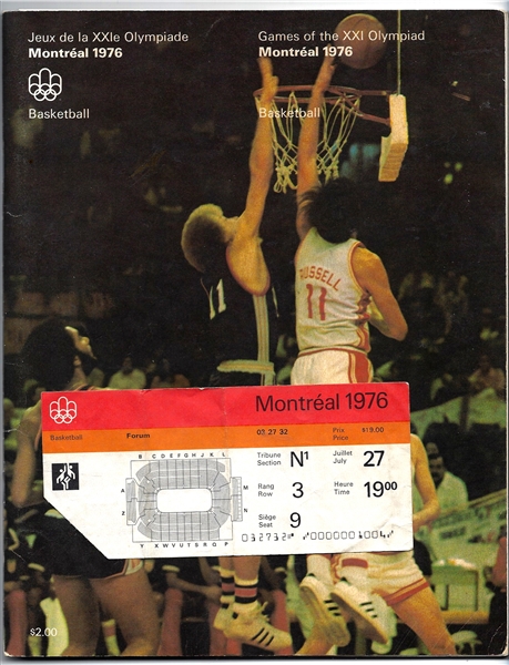 1976 Montreal - Games of the XXI Olympiad - Basketball Program with Ticket
