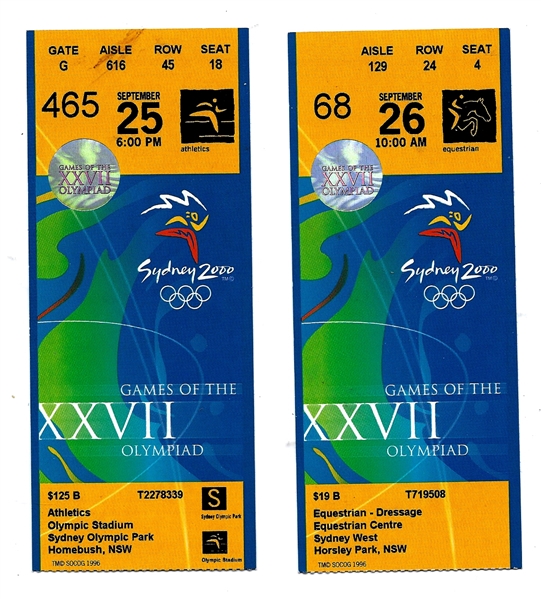 2000 Sydney Olympics - Games of the XXVII Olympiad - Lot of (2) Tickets