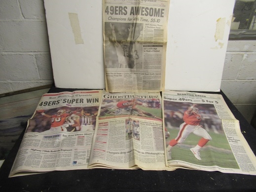 1990 & 1995 SF 49'ers (NFL) Lot of (4) Super Bowl Newspapers