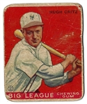 1933 Goudey Baseball Card - Hughie Critz - Lesser Condition