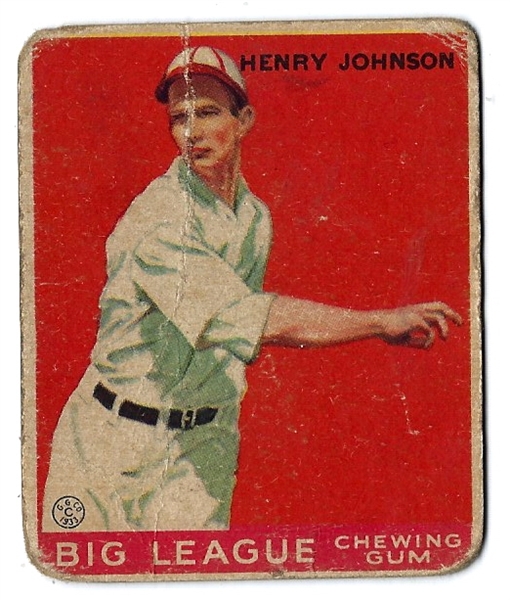 1933 Goudey Baseball Card - Henry Johnson- Lesser Condition