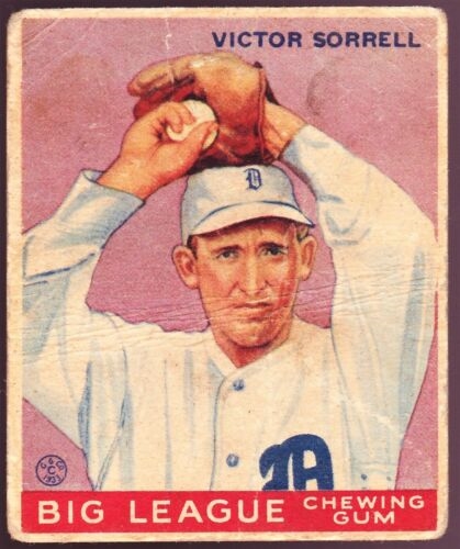 1933 Goudey Baseball Card - Vic Sorrell- Lesser Condition