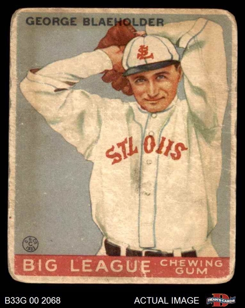 1933 Goudey Baseball Card - George Blaeholder- Lesser Condition