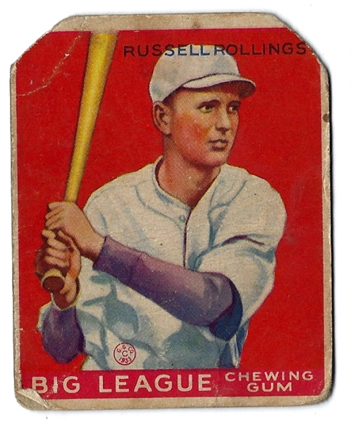 1933 Goudey Baseball Card - Red Rollings - Lesser Condition
