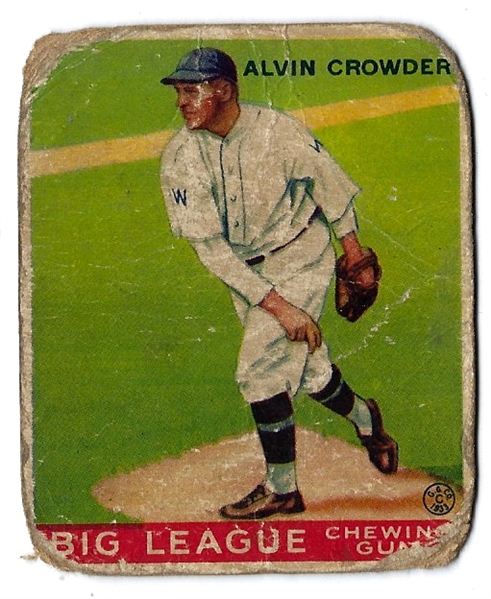 1933 Goudey Baseball Card - Alvin Crowder- Lesser Condition