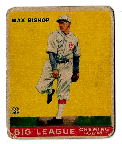 1933 Goudey Baseball Card - Max Bishop - Lesser Condition
