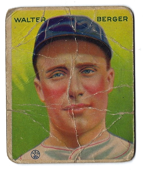 1933 Goudey Baseball Card - Wally Berger- Lesser Condition