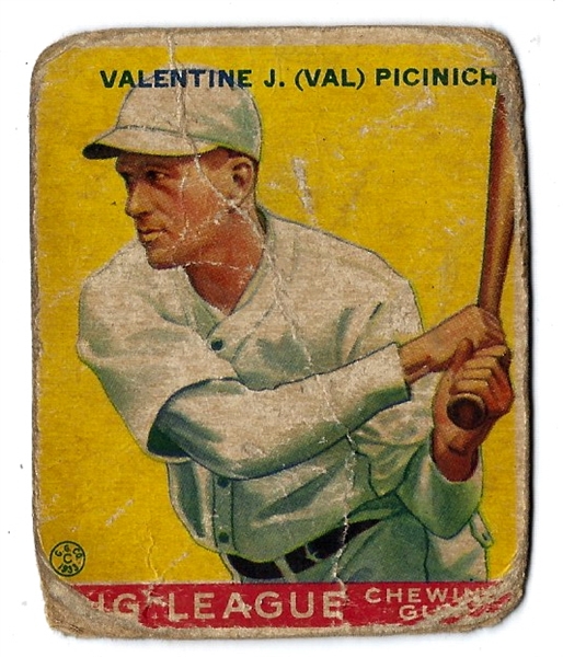 1933 Goudey Baseball Card - Vic Picinich - Lesser Condition