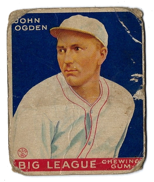 1933 Goudey Baseball Card - Jack Ogden- Lesser Condition
