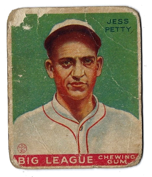 1933 Jess Petty Goudey Baseball Card - Lesser Condition