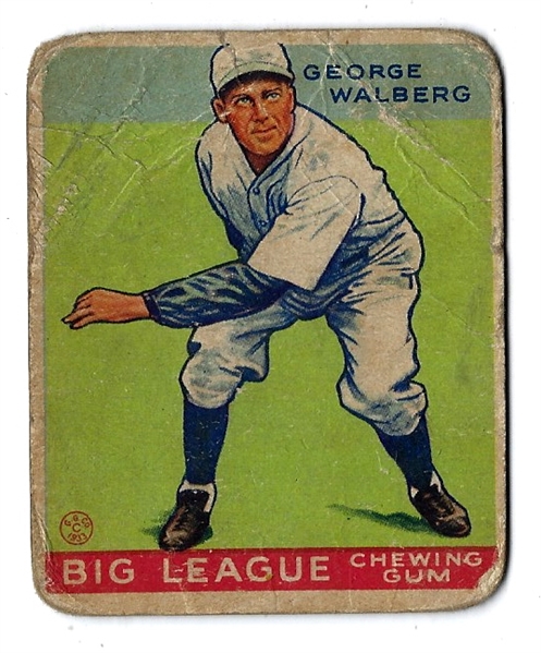 1933 George Walberg Goudey Baseball Card # 2- Lesser Condition