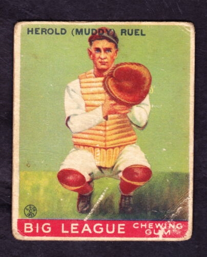 1933 Muddy Ruel Goudey Baseball Card -  Lesser Condition