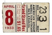 1933 Chicago White Sox Ticket -  Game #8 of the Season April 21, 1933 - at Comiskey Park 