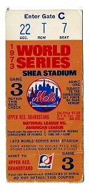 1973 World Series (NY Mets vs. Oakland A's) Game #3 Ticket Upper Reserved Grandstand