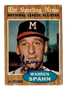 1962 Warren Spahn (HOF) Autographed Topps NL All-Star Card