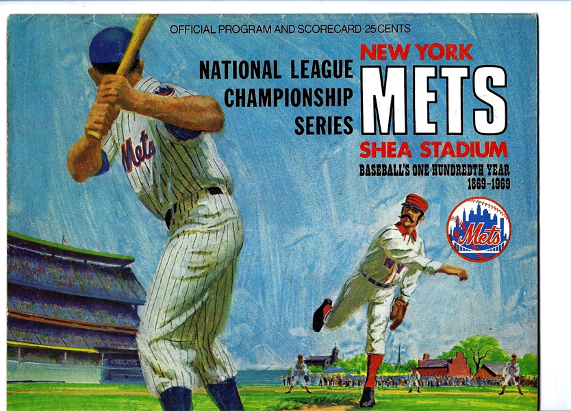 1969 1st Ever NLCS (Mets vs. Braves) Official Program Clinching Game # 3 at Shea Stadium