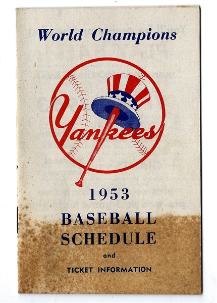 1953 NY Yankees Official Schedule & Ticket Information Booklet 