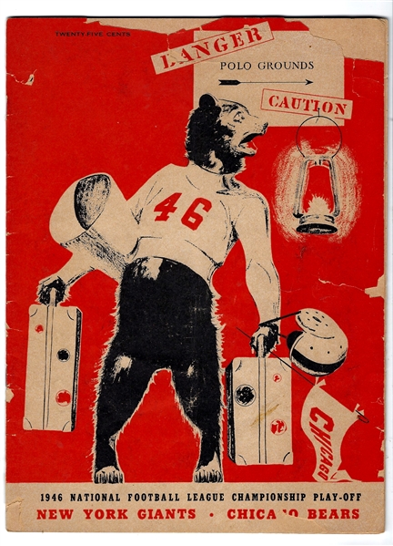 1946 NFL Championship (NY Giants vs. Chicago Bears) Official Program 