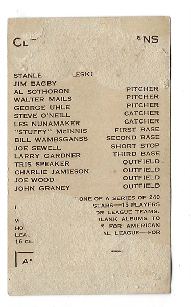 1922 Steve O'Neill (Cleveland Indians) American Caramel Card # 2
