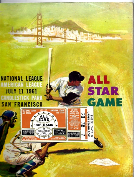 1961 MLB All-Star Game at San Francisco Official Program with Ticket - Both Better Grade