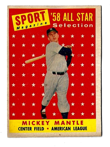 1958 Mickey Mantle Topps All- Star Card