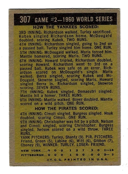 1960 World Series - Mickey Mantle Slams Two Homers Baseball Card