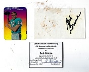 Bob Griese (Pro Football HOF) 1970 Glossy Card & Autographed Index Card with COA