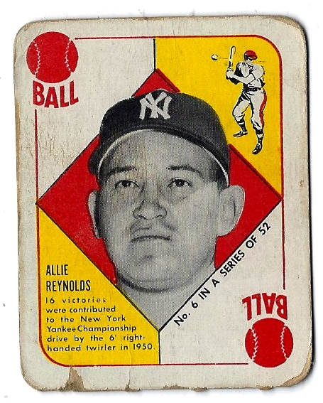 1951 Allie Reynolds (NY Yankees) Topps Red Back Card
