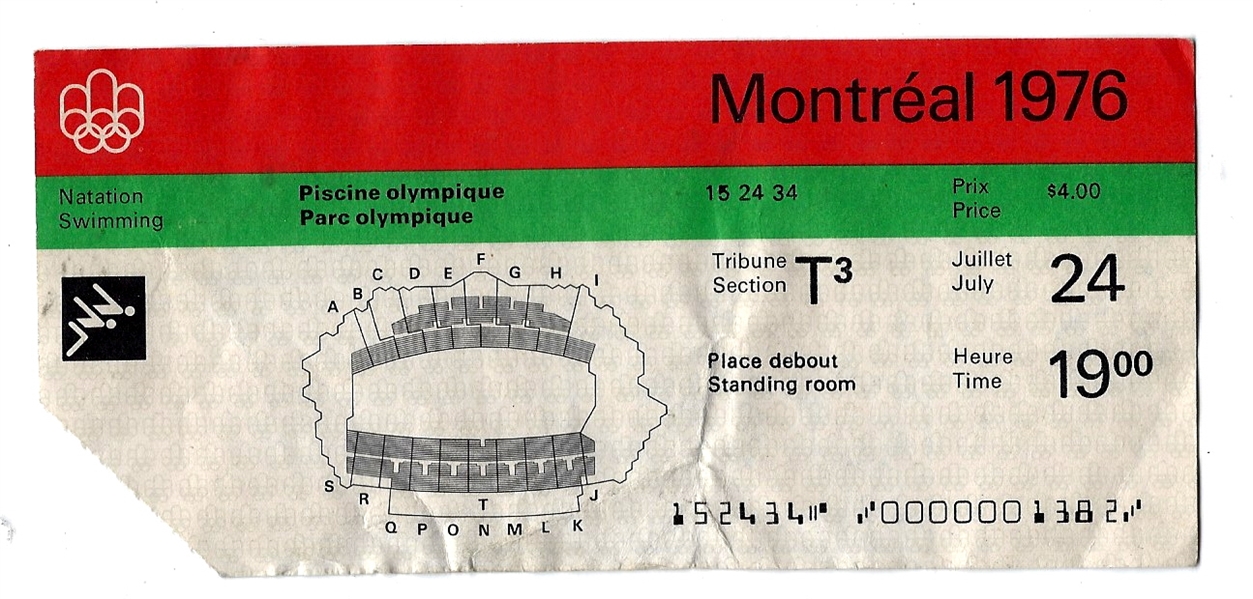 1976 Montreal Olympics (Swimming Competition) Official Program & Ticket