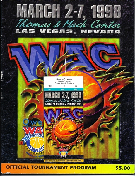 1998 NCAA WAC (Western Athletic Conference) Basketball Tournament Program & Ticket