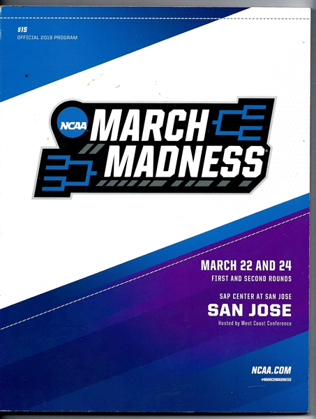 2019 NCAA Basketball Tournament Program - 1st & 2nd Rounds - At the S&P Center at San Jose