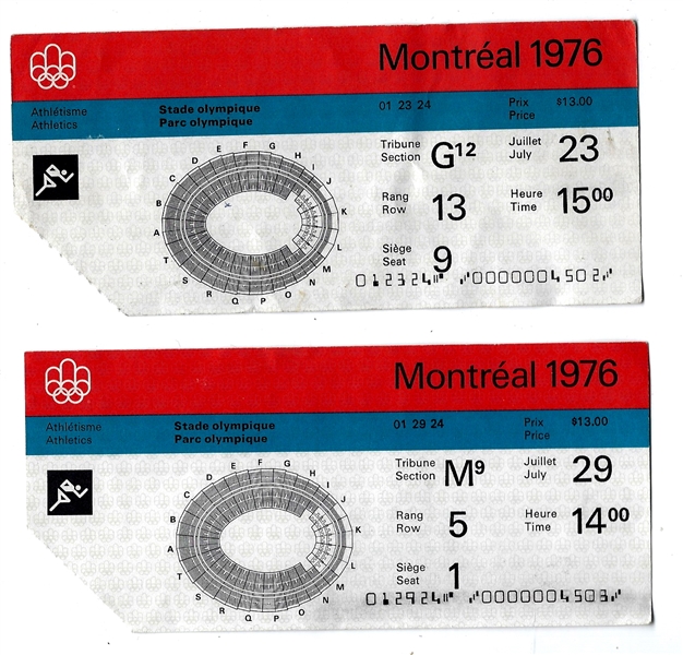 1976 Montreal - Games of the XXI Olympiad - Lot of (2) Tickets
