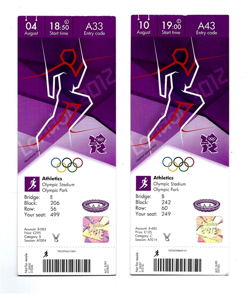 2012 London Olympics - Lot of (2) Tickets 