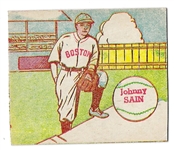 1949 MP & Co. R302 - 2 Johnny Sain Baseball Card