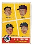 1960 NY Yankees Coaches Card (Dickey, Crosetti, Houk & Lopat) Topps Baseball