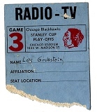 C. 1970's Chicago Blackhawks (NHL) Stanley Cup Playoffs Radio TV Pass