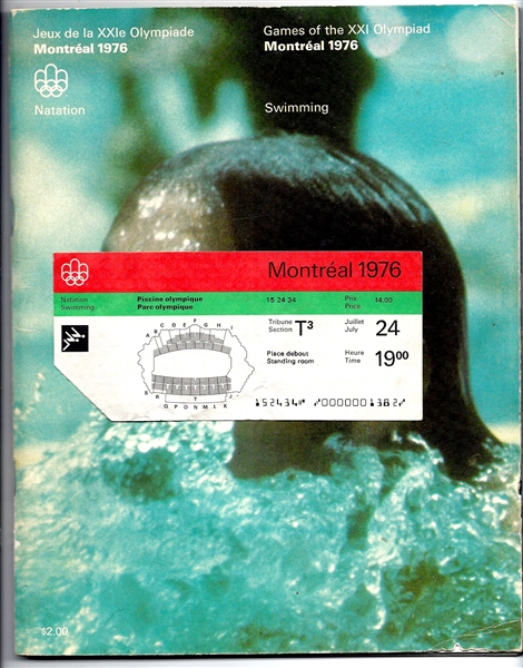 1976 Montreal - Games of the XXI Olympiad - Swimming - Program with Ticket