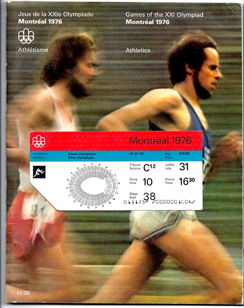 1976 Montreal - Games of the XXI Olympiad - Track & Field Program with Ticket