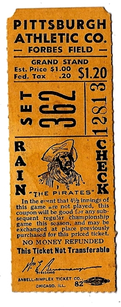 C. 1950's Pittsburgh Pirates (NL) Grand Stand Seat Ticket