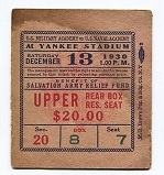 1930 Army vs. Navy Official Ticket 
