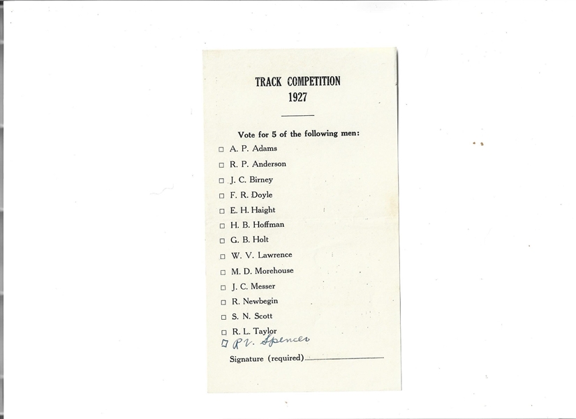1927 Track Competition at Yale (1) Page Roster