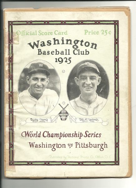 1925 World Series Program at Washington