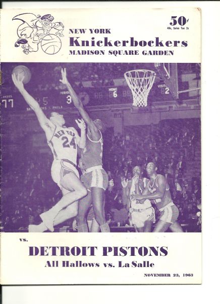 1963 NY Knicks (JFK Assassination Weekend) NBA Program with Ticket Stub