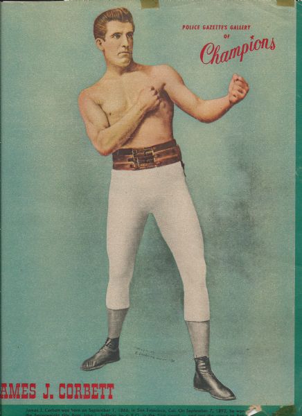 James J. Corbett Police Gazette Boxing Lithograph 