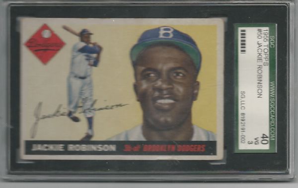 1955 Jackie Robinson Topps Baseball Card SGC Graded 40 Vg 3